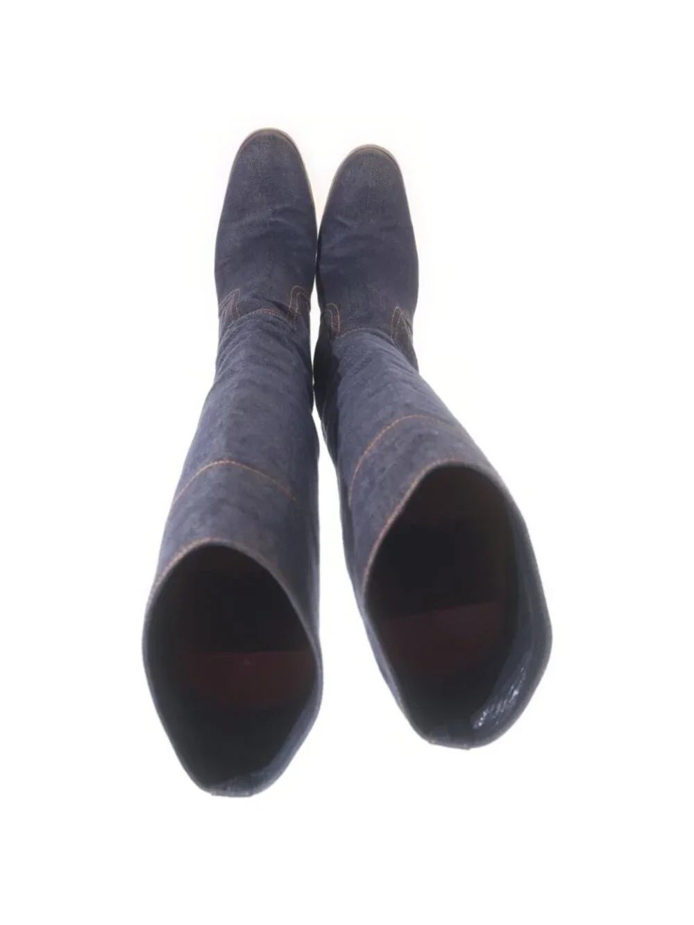 Hermes Indigo Denim Long Boots Navy Blue